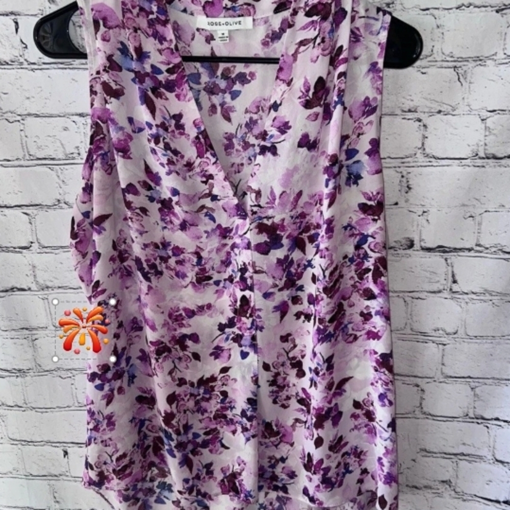 Rose & Olive Lavender Floral Blouse